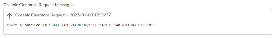 natTrak Oceanic Clearance Message